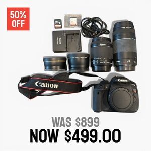 Canon Black and Red DSLR Camera Set